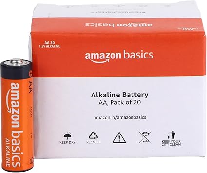Amazon Basics 20-Pack AA Alkaline Batteries, 1.5 Volt, 10-Year Leak-Free Shelf Life, for Everyday and Household Devices