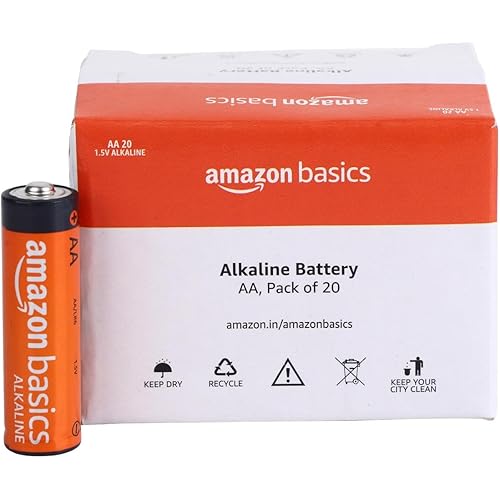 Amazon Basics 20-Pack AA Alkaline Batteries, 1.5 Volt, 10-Year Leak-Free Shelf Life, for Everyday and Household Devices