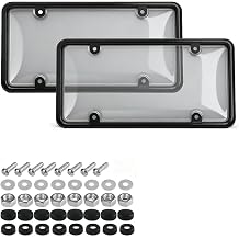 2-Pack License Plate Cover Frames Protector Combo, Clear Plate Frame Anti-Scratch Anti-Glare for Car Truck SUV, Includes All Mounting Hardware Grey