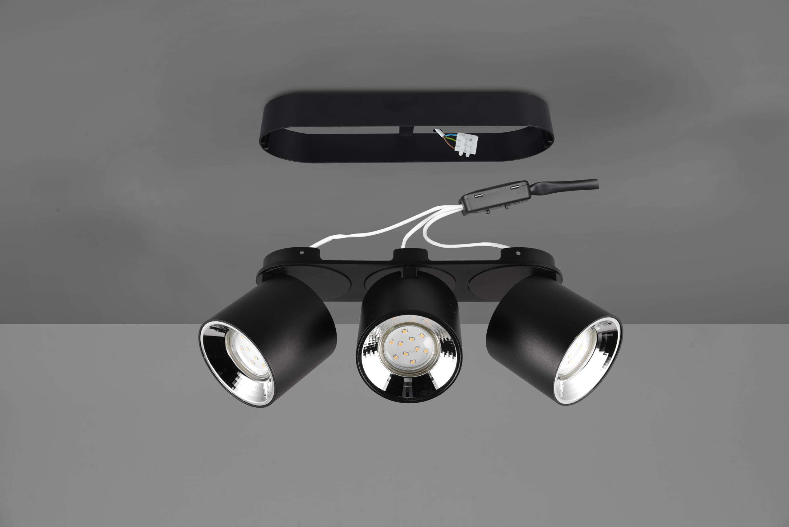 Trio Leuchten Pago 803500332 - Faretto in metallo nero opaco, 3 x GU10