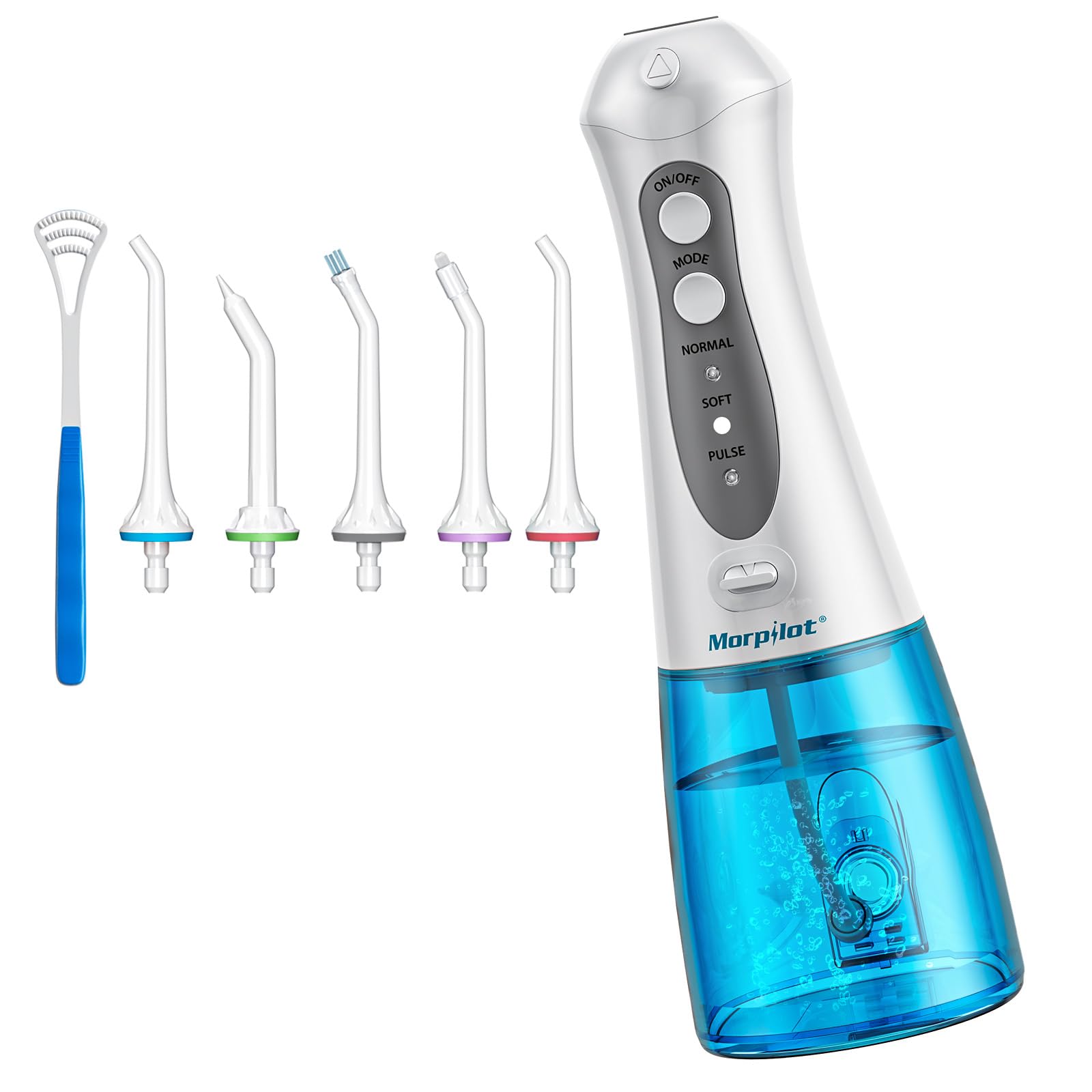 Morpilot Irrigador Bucal Dental Inalámbrico 3 Modos 5 Boquillas IPX7 300ML