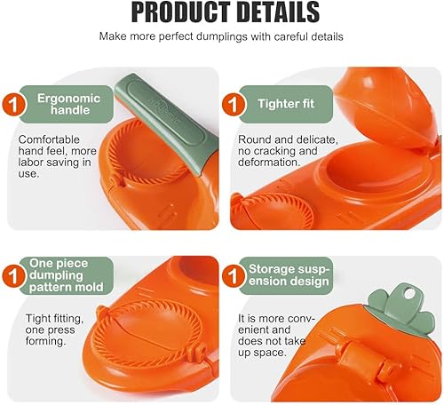 Miniatura 6 de Nuevo 20232 en 1 para hacer dumpling portátil, para hacer dumpling de bricolaje, moldes de prensa manual multifunción, perfectos para hacer pasteles