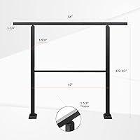 Vista 5 de Pasamanos para escalones al aire libre se adapta a 3-4 escalones, barandilla negra de hierro forjado para rampas, porches, rango de transición