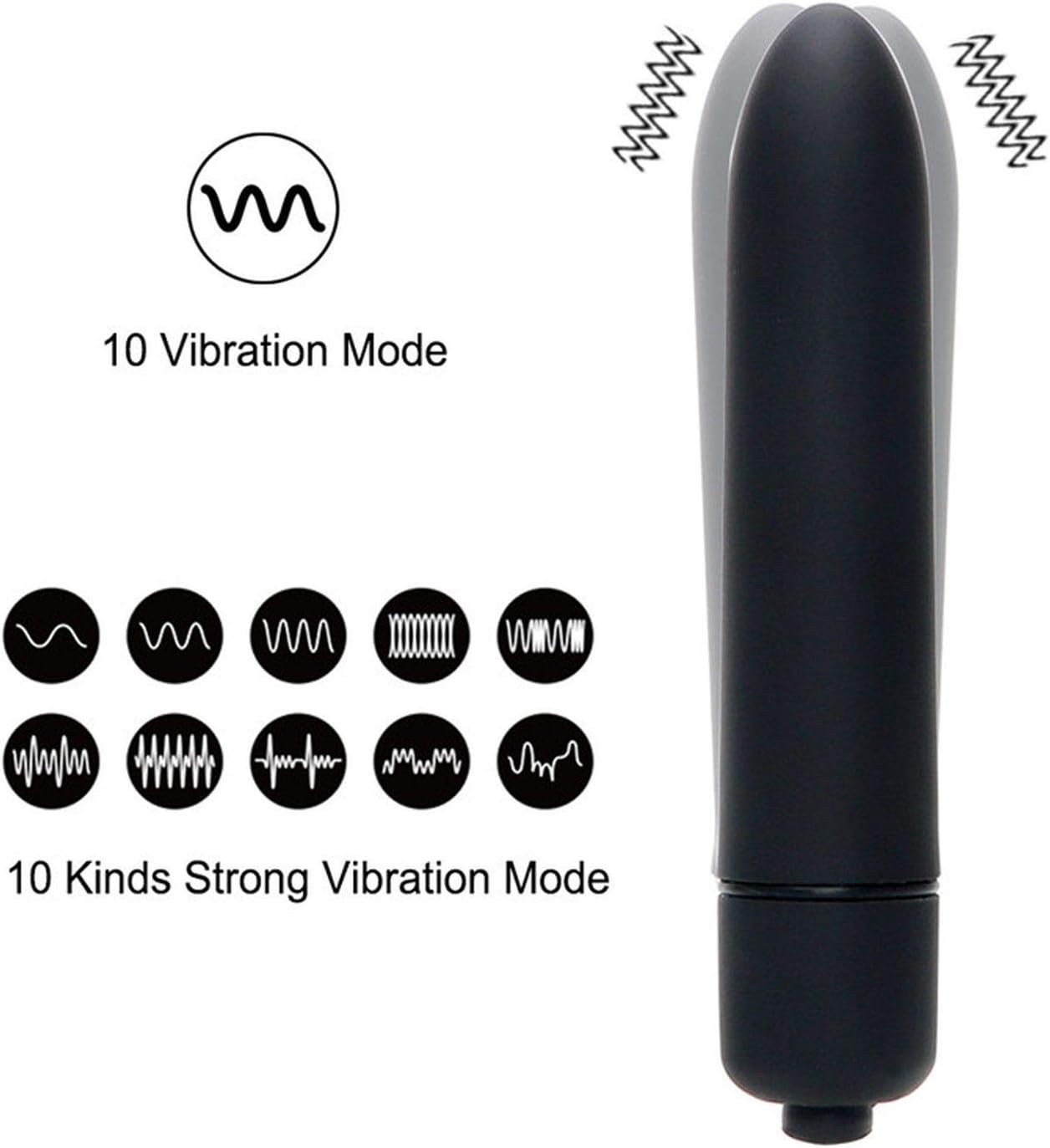 10 Mode Black Bullet Mini Massage Stick Cordless Handheld Black