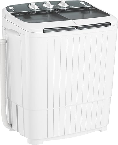 SUNCROWN Lavadora portátil de 16 libras, mini lavadora semiautomática semicompacta, doble tina de ahorro de energía, combo de lavandería con