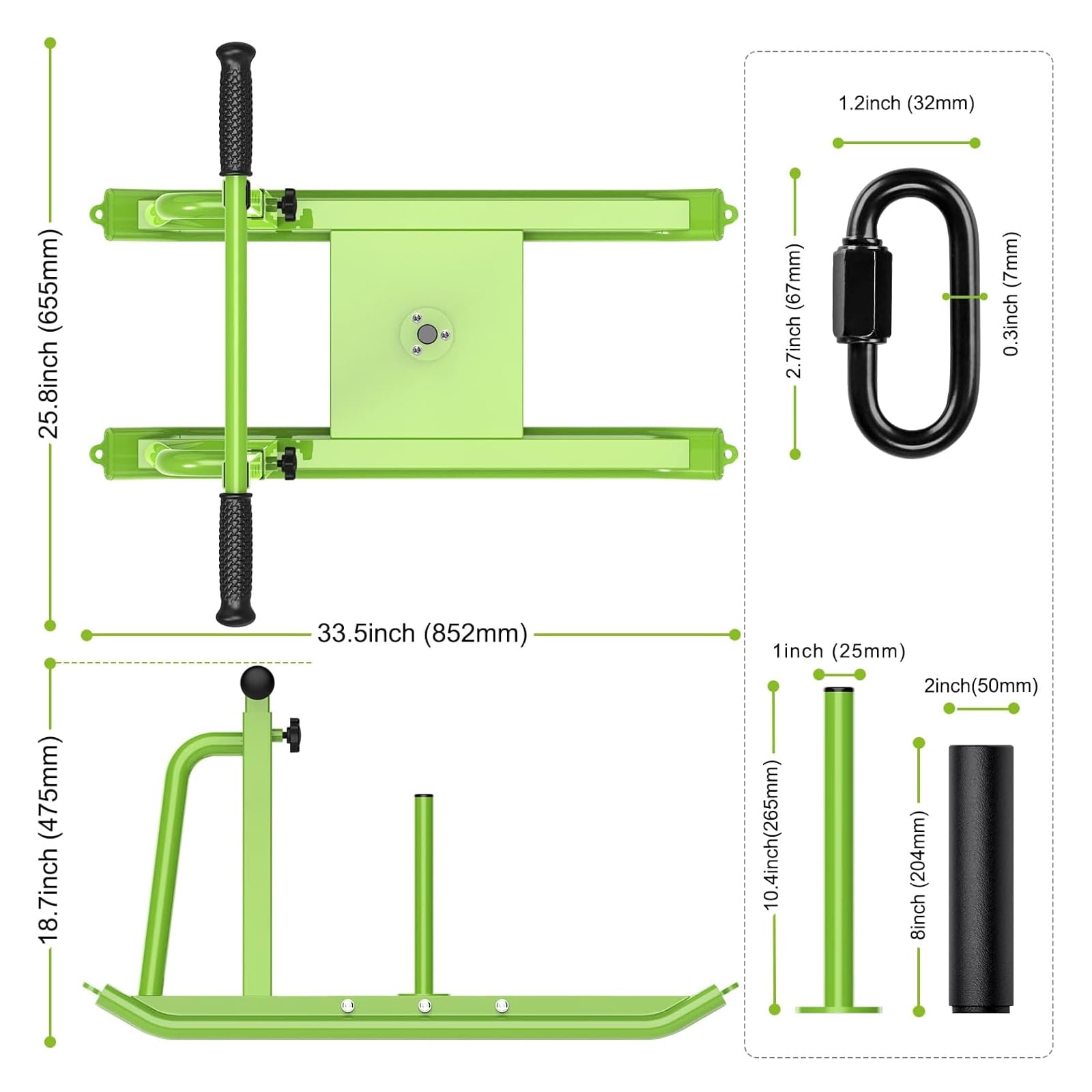 Kipika Trineos de peso para entrenamiento, trineo de fútbol de empuje y tirar, mango de altura ajustable, marco de acero resistente, taladros para velocidad de carrera, fuerza, diseñado para discos de