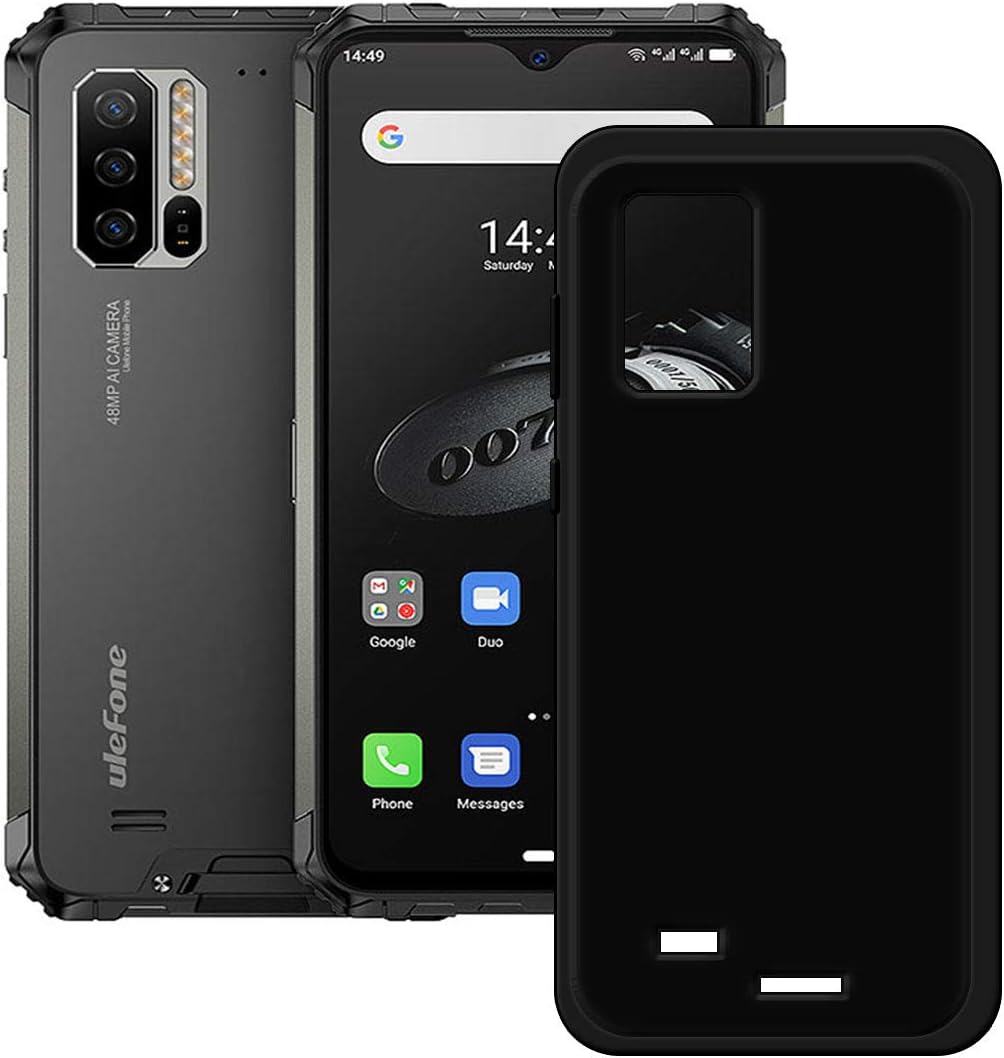 FZZ Slim Thin Black Case for Ulefone Armor 7, Soft Protective Phone Cover with Flexible TPU Protection Bumper Shell for Ulefone Armor 7 (6.3")