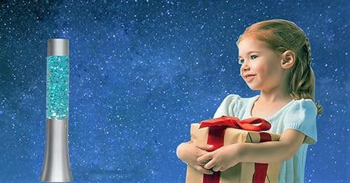 Miniatura 3 de Lightahead 13" Glitter Glow Lamp with Metal Base Motion Sparkle Lamp with Silver Base Blue Water Silver Glitter