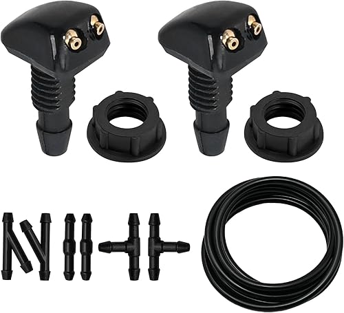 MDEOOSKY 9 boquillas para limpiaparabrisas delantero, kit de boquilla para limpiaparabrisas delantero con manguera de fluido, kit de boquilla