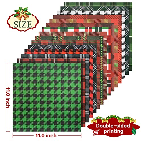 Haooryx 60 Sheets Christmas Plaid Origami Papers Double Sided 11”X11” Collection Decorative Red Green Plaid Craft Paper Bulk Christmas Card Making Scrapbook Specialty Paper Diy Craft Scrapbook Decor #TOP1