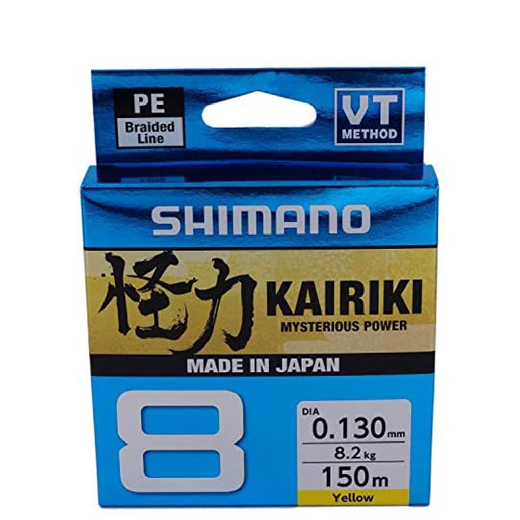 Shimano Kairiki 8, 59WPLA58R - Sedal de Pesca Trenzado, 150 Metros, Color Amarillo