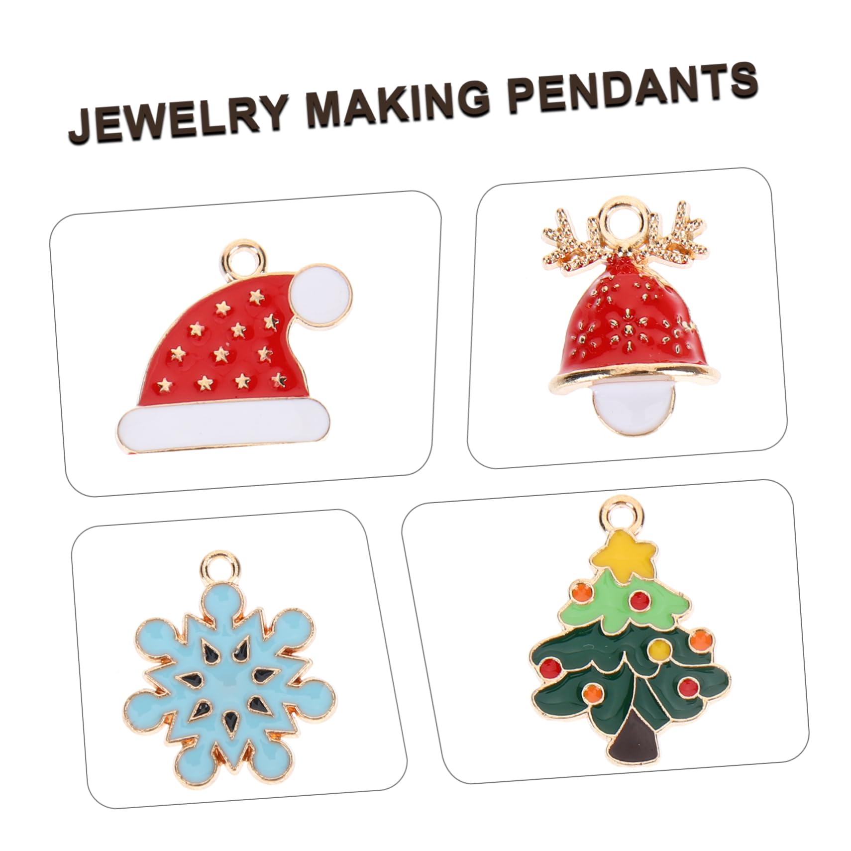 NUOBESTY 4sets Ciondoli Natalizi Per Creazione Accessori Per Collane e Bracciali Natale Design Leggero e Resistente Per Regali e Decorazioni Fai Da Te