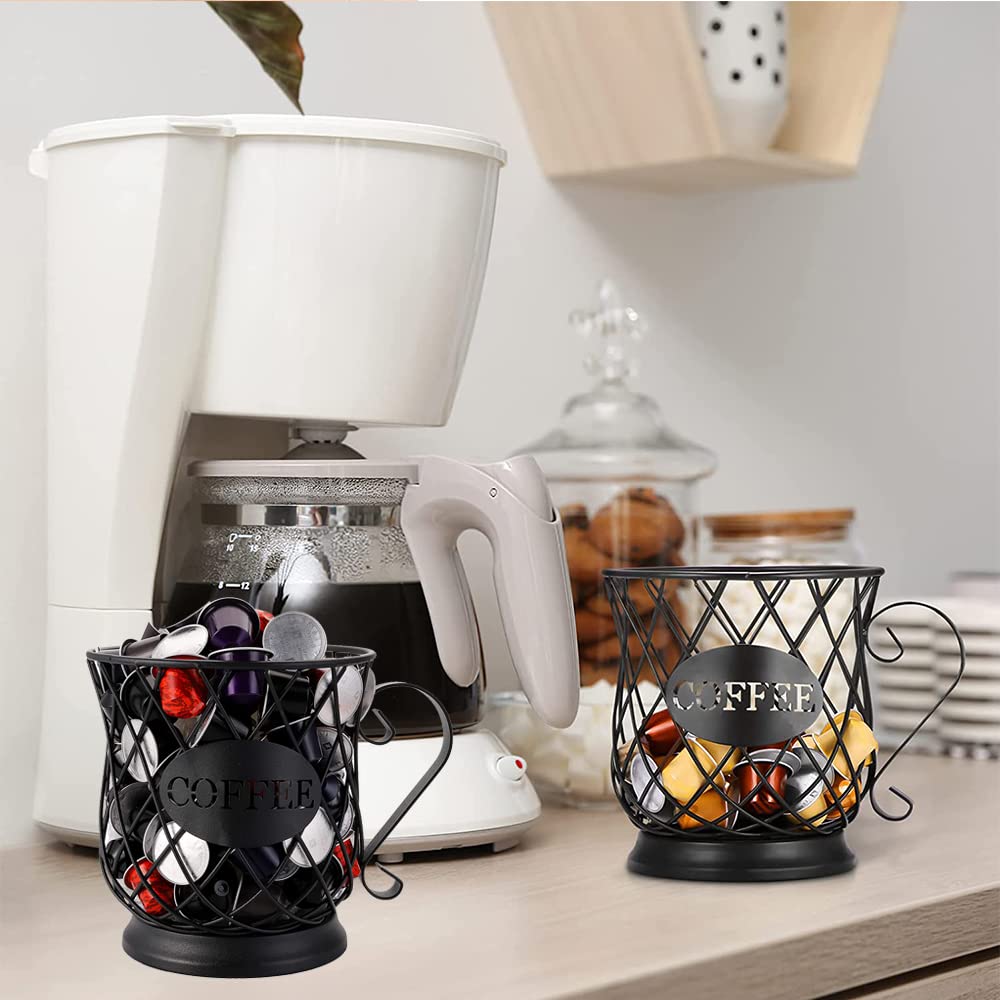 Panier Coffee Porte Capsule Café, Support de Dosettes de Café, Panier à Capsules de Café, Panier de Rangement pour Capsules de Café, pour Capsules de café Tassimo, Nespresso, Dolce Gusto (Noir)