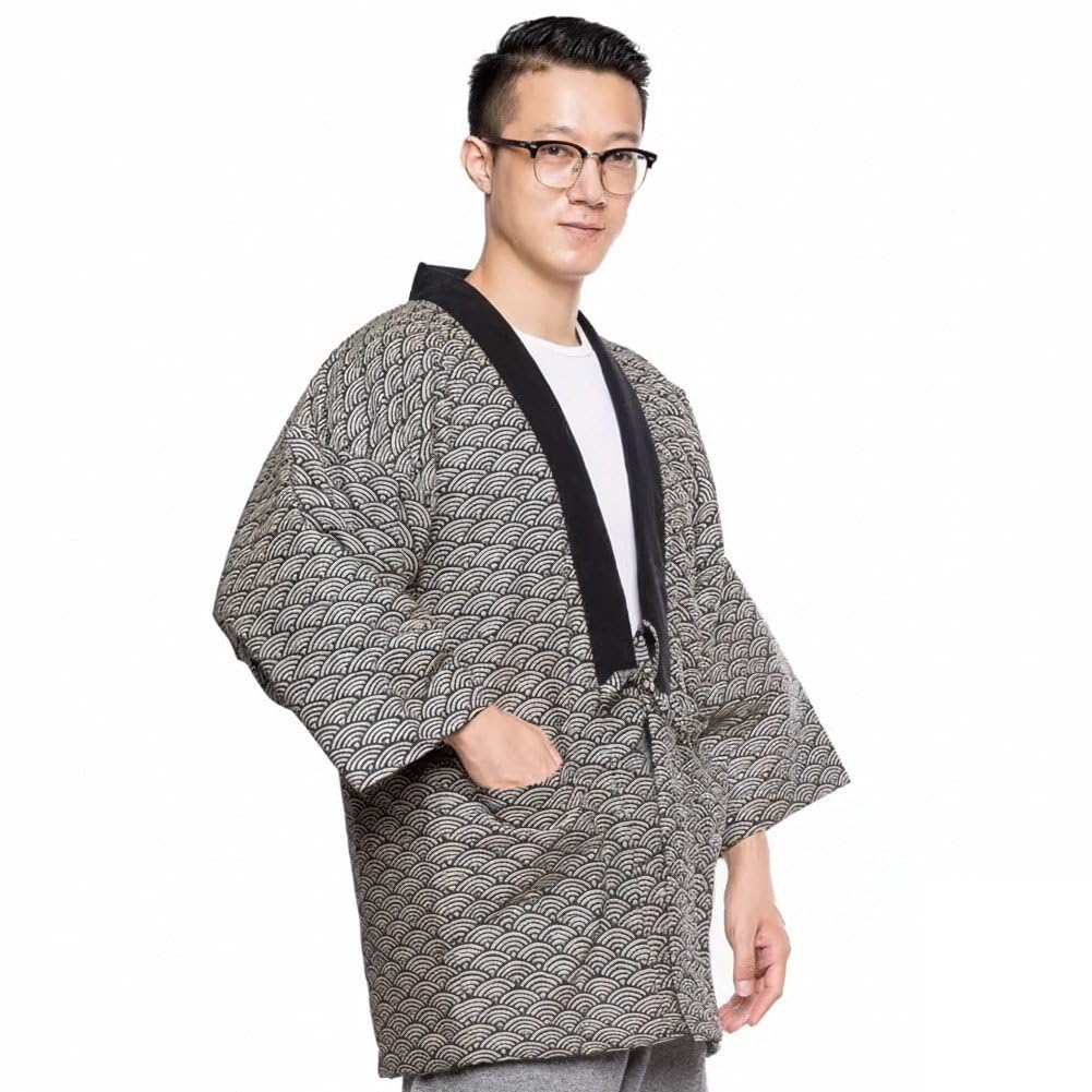 Cappotto Hanten Stampato a, Cappotto Trapuntato Giapponese, Giacca Calda Tradizionale per Uomo, Casa, Hotel, Viaggi E Abbigliamento Casual Quotidiano