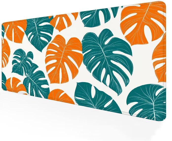 Tapis de souris XXL feuilles bleues idéal pour organiser le bureau de votre PC