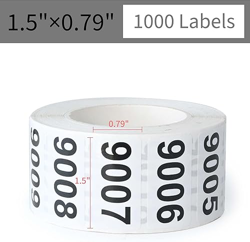 Miniatura 2 de DGBDPACK Etiquetas numeradas consecutivamente, 1.5 x 0.79 pulgadas (1001-2000)