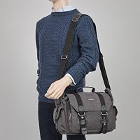 Evecase Extra Large vászon fotós táska DSLR kamerához laptop rekesszel és esővédővel 7