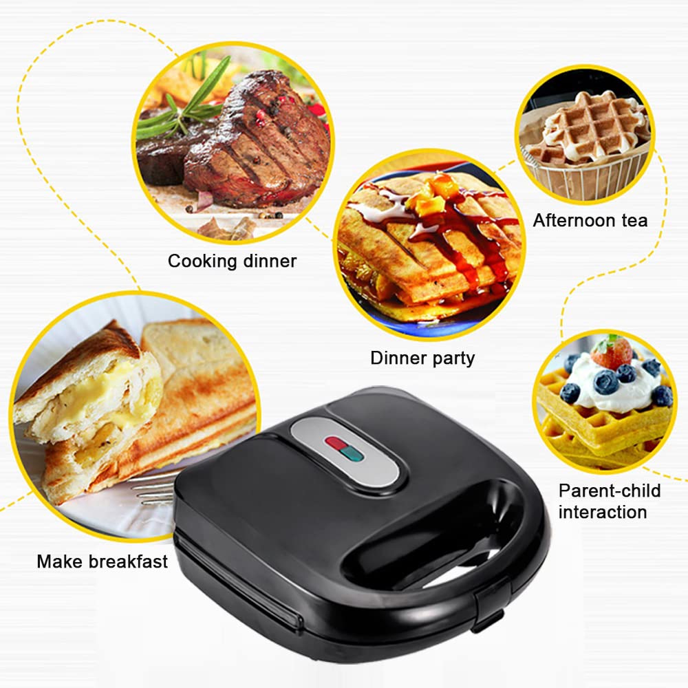 Sandwichmaker 7 in 1, Kontaktgrill, Waffeleisen, Sandwichtoaster, Panini Grill, Antihaftbeschichtung, doppelseitiges Backen bei konstanter Temperatur, 750W