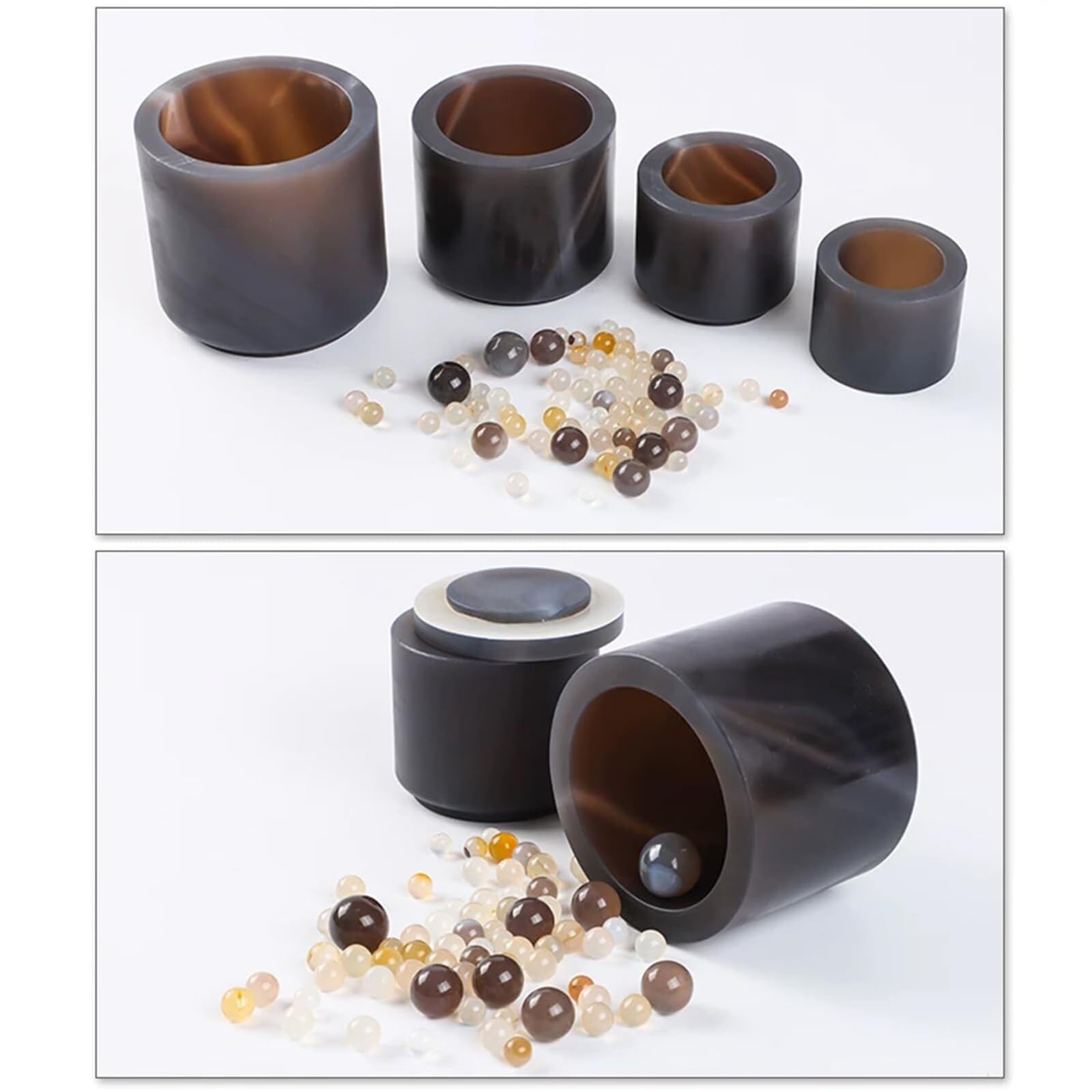 Frasco de molienda de ágata natural dureza 7.2-7.5 Tanque de molino planetario de bolas resistente al ácido y al calor para la molienda de muestras de laboratorio 100ml