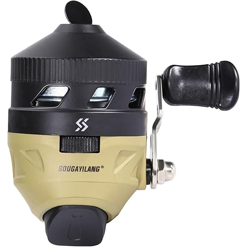 Sougayilang Spincast Fishing Reel,High Speed 3.9:1 Gear Ratio,Trouble-Free Push-Button Bait Casting Design and Reversible Handle for Left/Right Retrieve,Pre-Spooled with Monofilament Line