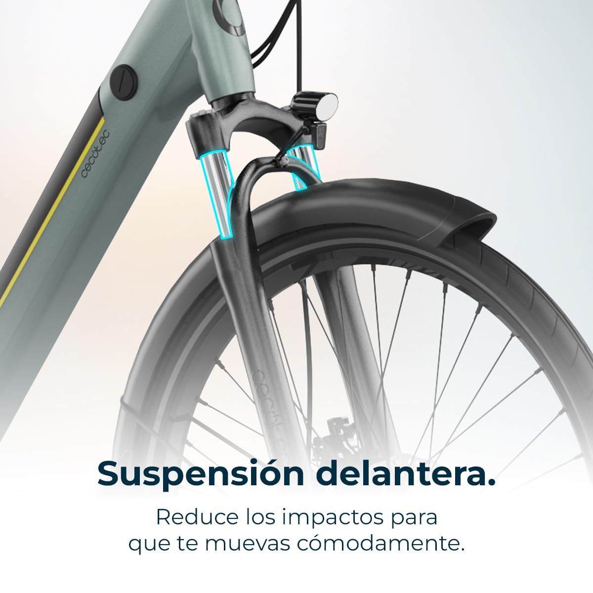 Cecotec Bicicleta Eléctrica de Ciudad Urban. 250W, Ruedas de 28", 90Km de Autonomía, Batería 460 WH, Suspension Delantera, Cambio Shimano de 7 Velocidades y Doble Disco de Freno