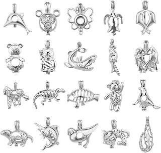 10Pcs Random Animals Cage Pendants for Pearl Jewelry Making Silver Plated, Design Pearl Cage Pendants for Women