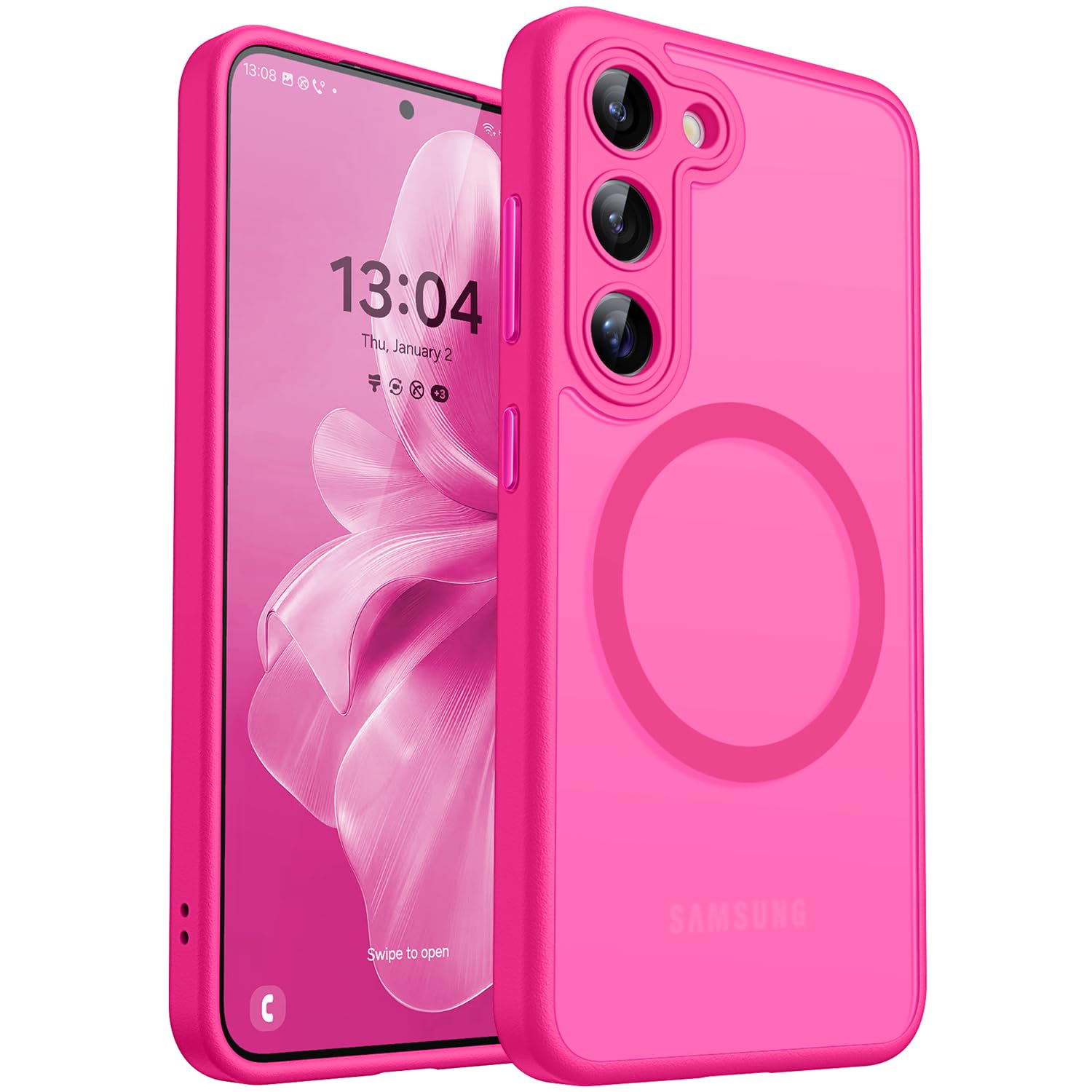 CANSHN Magnetic Shockproof for Samsung Galaxy S23 Case Hot Pink