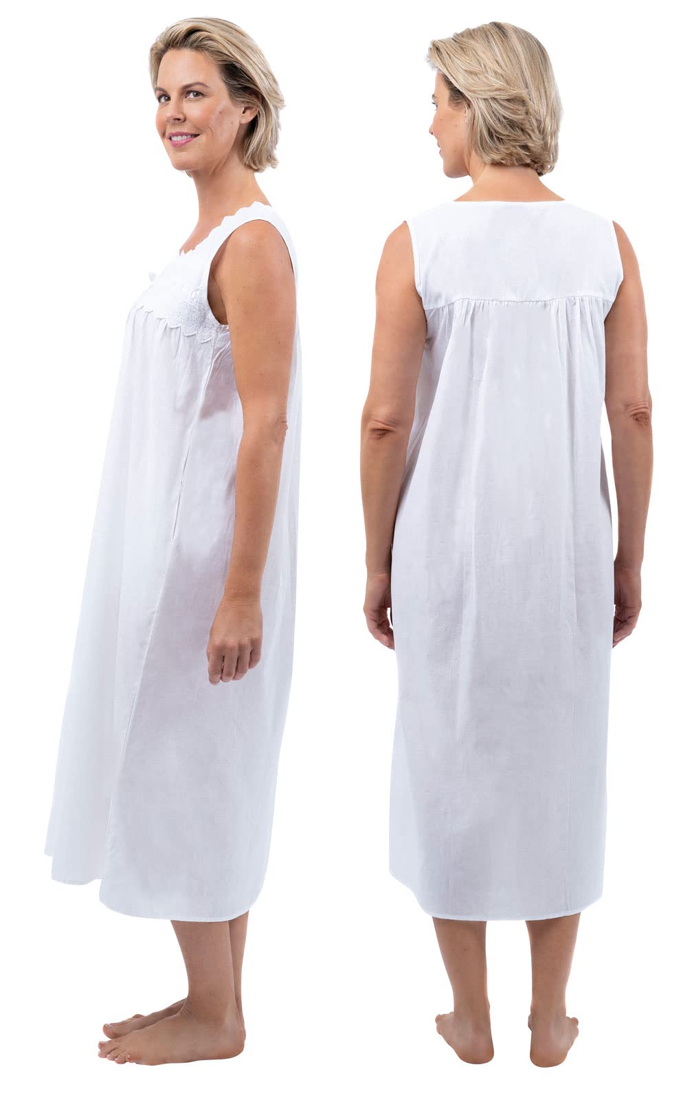 The 1 for U Camicia da notte da donna senza maniche in 100% cotone + tasche LAU/SL