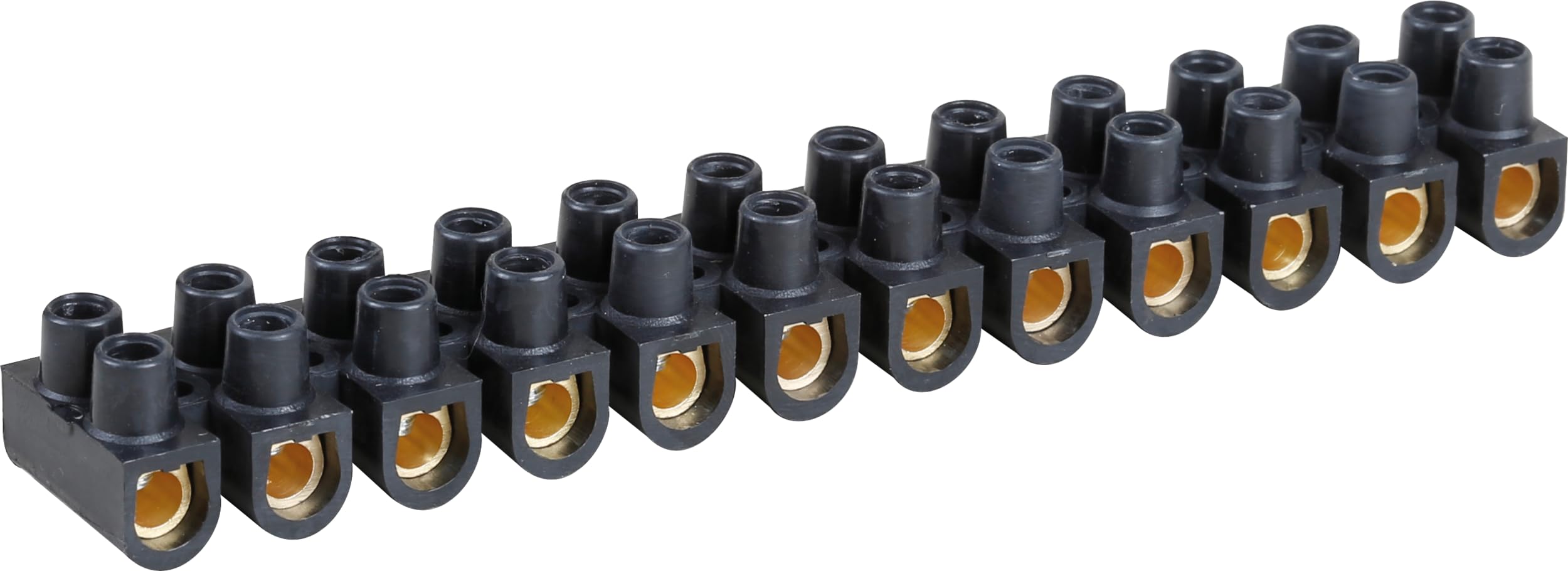 Eur'Ohm - Barrette de connexion 12 plots laiton - 10mm² - 57 A - Noir