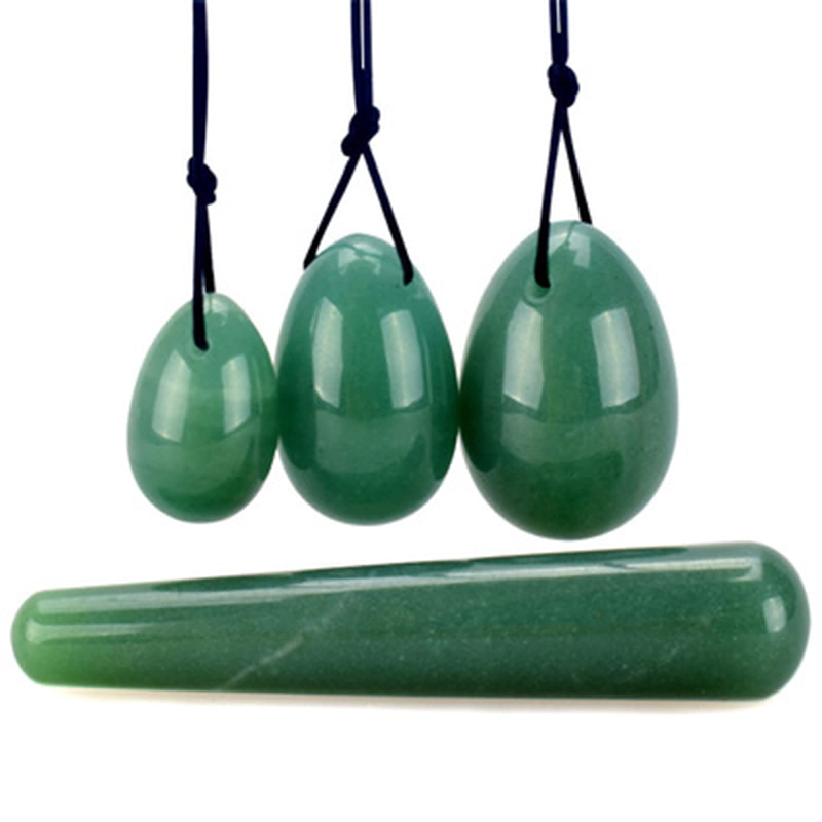 3pc Natural Green Jade Yoni Egg Crystal Egg Stone Eggs Kegel Exercice Boules vaginales Vaginal Exerciseur, yoni Egg No Box