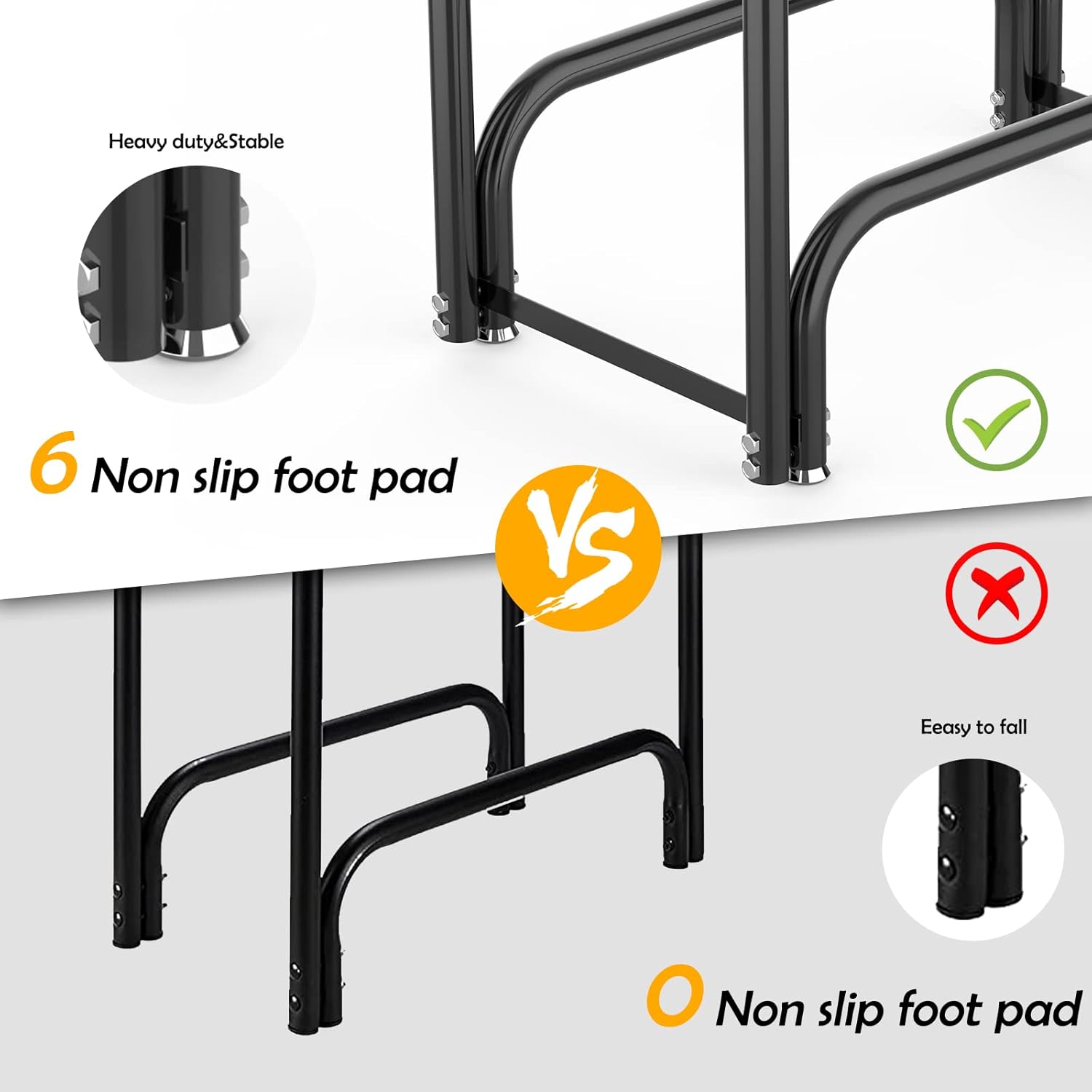 4 FT Firewood Rack Outdoor with Cover, Wood Racks Outdoor for Firewood, Outdoor Firewood Rack w/600d Fabric Waterproof Cover, 350 LBS Weight Capacity (Black)