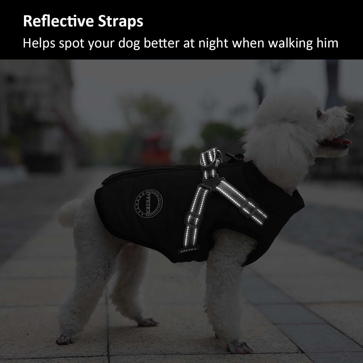 Abrigo de invierno para perro, chaqueta cálida de forro polar acolchado para mascotas con arnés integrado, resistente al viento, reflectante, acogedor, ajustable, abrigo de nieve para