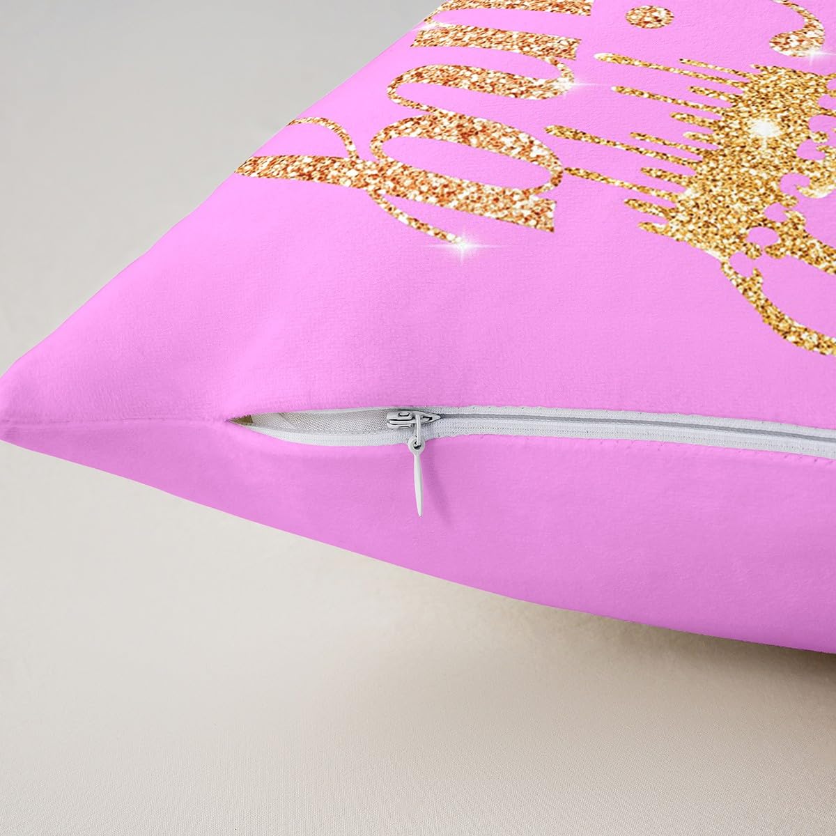 Homemissing Set di 4 federe per cuscini per lui e per lei, per casa, divano, letto, per adolescenti, donne, uomini, rosa, giallo, oro (senza brillantini), 50 x 50 cm, motivo: corona