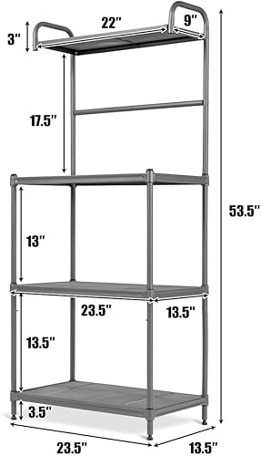 Miniatura 3 de Giantex Estante para panaderos de 4 niveles, estante de almacenamiento de cocina, soporte para horno de microondas, estantes metálicos de alambre de