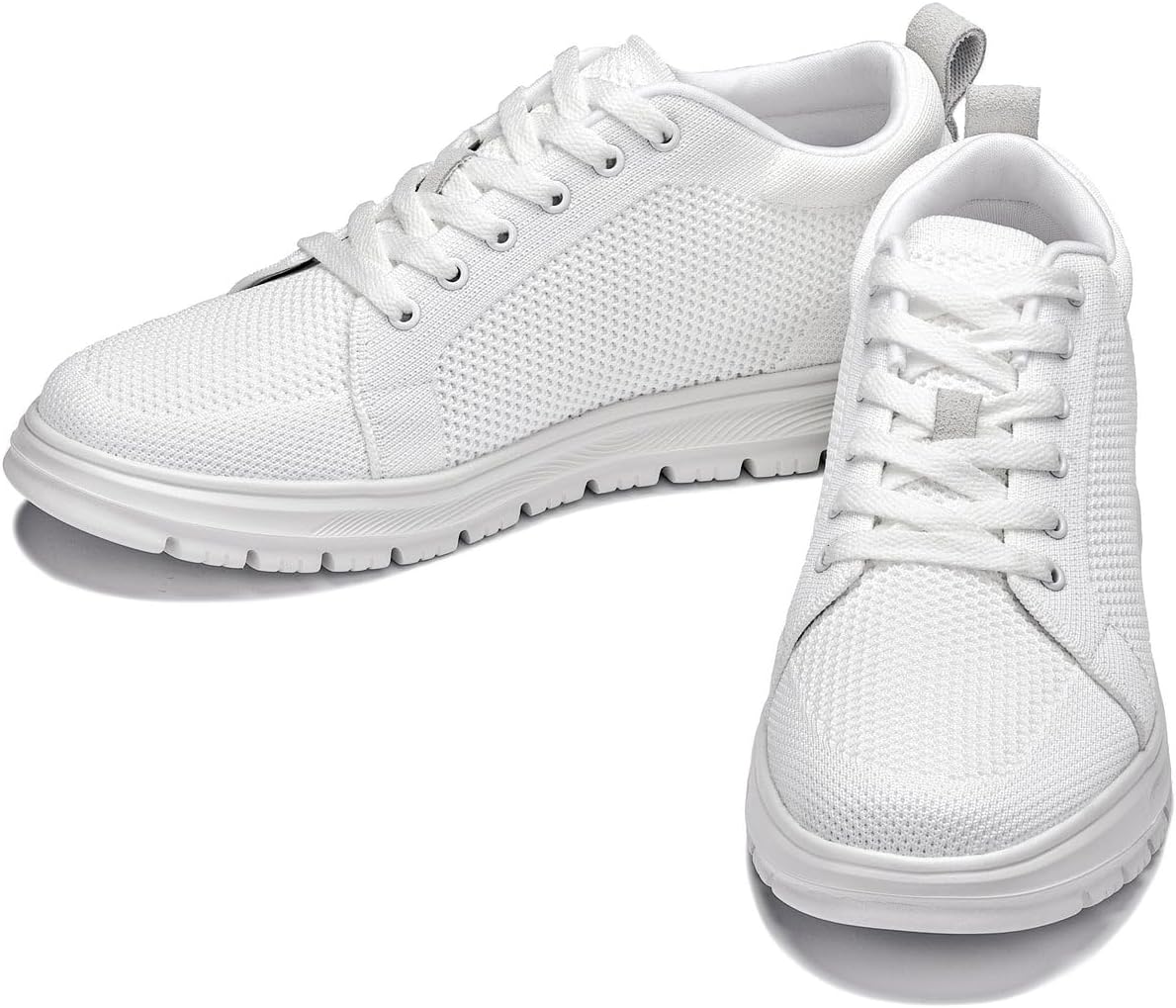 CALTO Men's Invisible Height Increasing Elevator Casual Shoes - White/White Sole Light-Weight Lace-up Knitted Casual Sporty Sneakers - 2.4 Inches Taller - X2321 - Size 8 D(M) US - Image 7