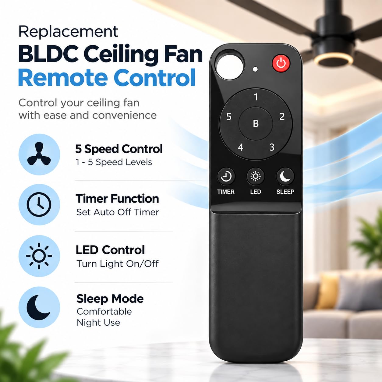 Ethereal Remotes Compatible for Atomberg BLDC Ceiling Fan Remote – with Sleep Mode, Timer & Speed Control | Fan Remote Only | Exact Match Required — Amazon image 2