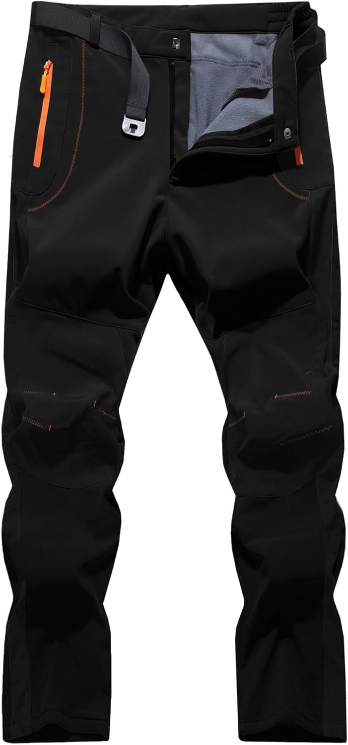 Men’s Water-Resistant Fleece-Lined Snow Ski Pants for Outdoor Activities