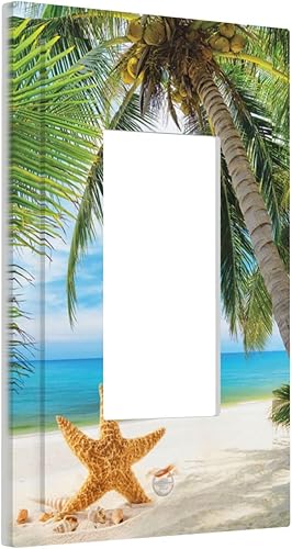 Vista 904 de Cubiertas decorativas de salida de estrella de mar playera, tablero de madera azul de concha de mar de 1 banda, decoración individual GFCI, placa