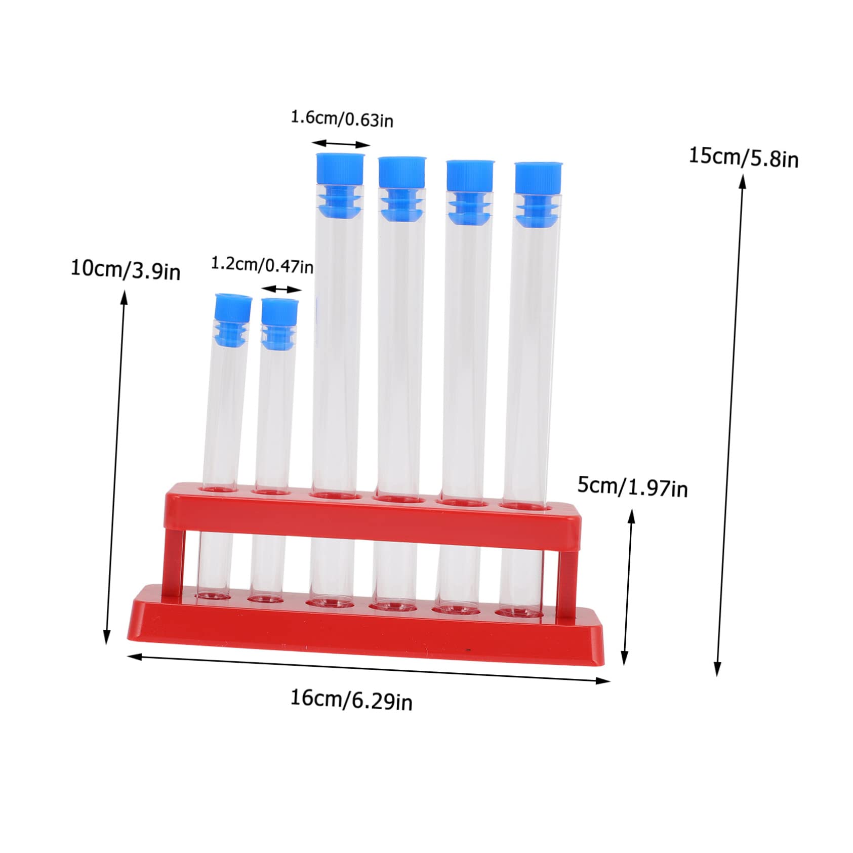 SOLUSTRE Experiment Test Tube Rack 6pcs Plastic Vials Cork Blue Light for Carry Random