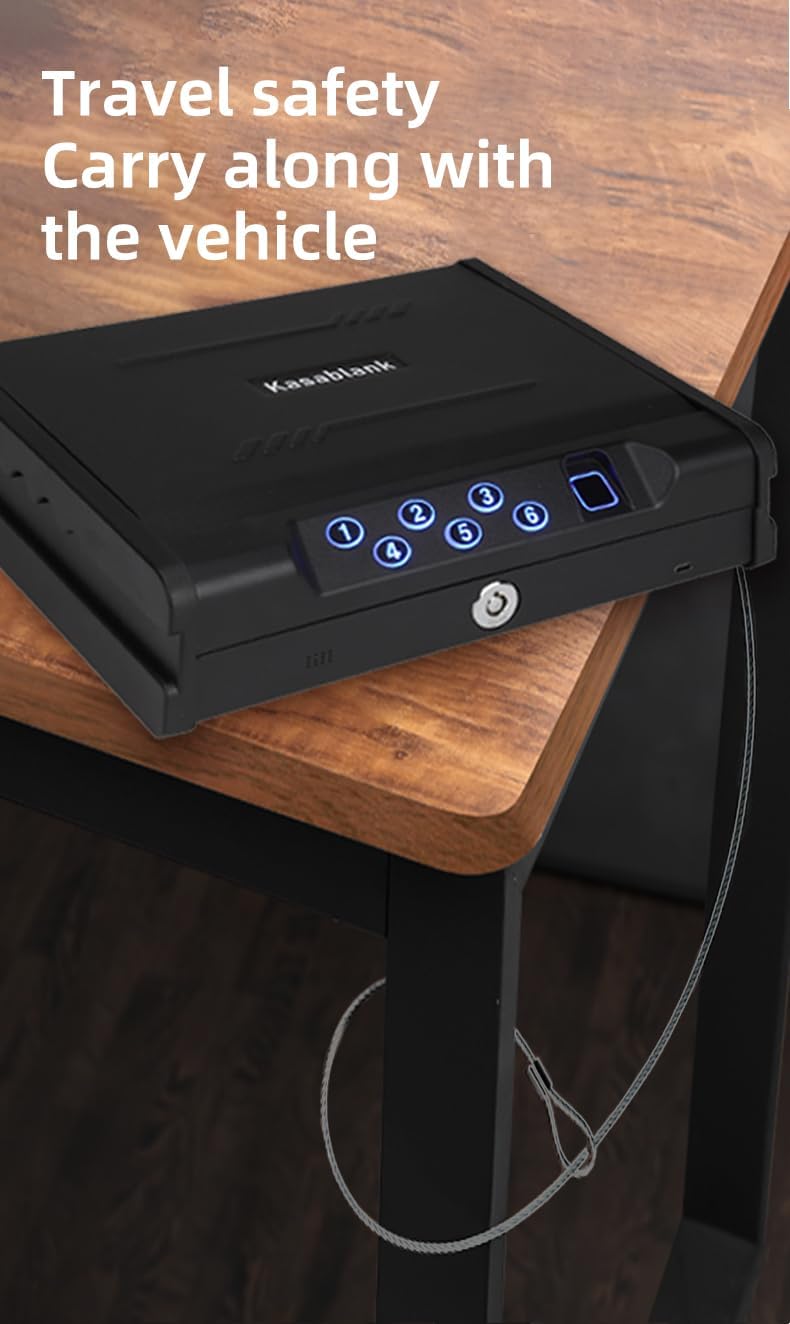 Biometric Gun Safe with 3 Unlock Ways - ≤0.1s Fast Fingerprint Access, Voice Prompt Function, Secure Steel Lockbox, Fits Handguns & Revolvers, Perfect for Living Room, Bedroom Storage & In-Car Use - Image 7