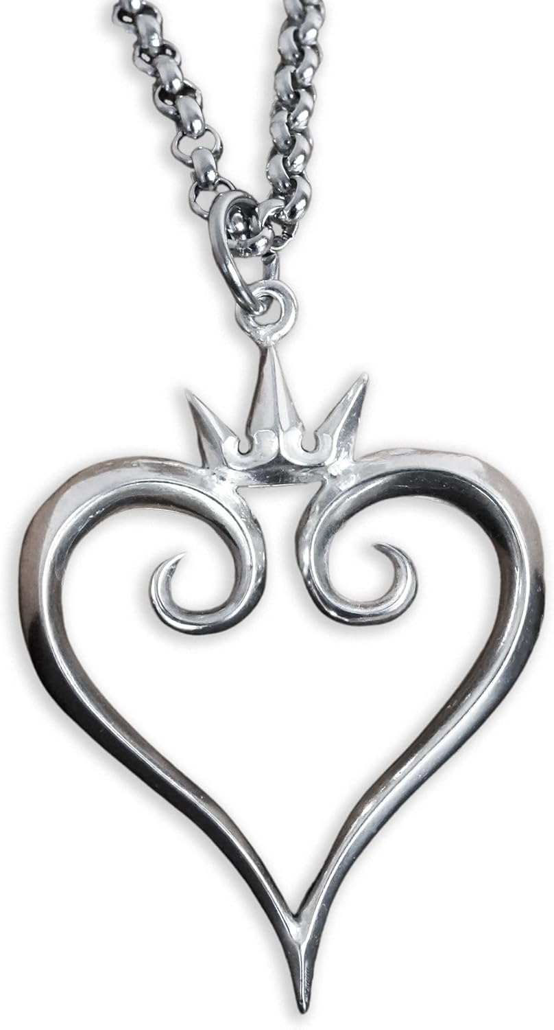 Stainless Steel Two-Sided Kingdom Heart Roxas Cross Necklace Pendant