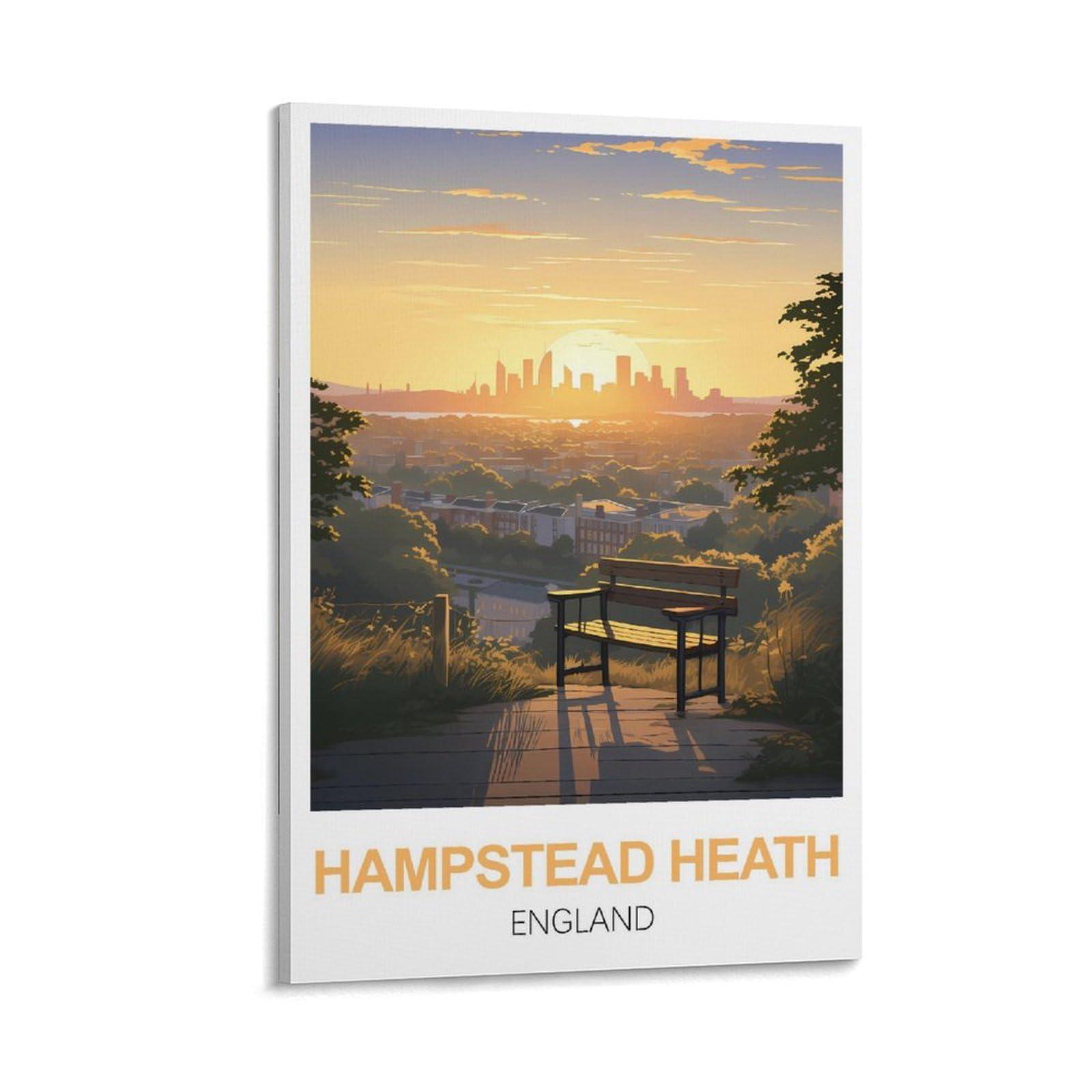 Heybox Frame-Style Hampstead Heath England Vintage Travel Posters 24X36inch(60X90cm) Canvas Prints Wall Art Paintings For Home Office Living Room Decor