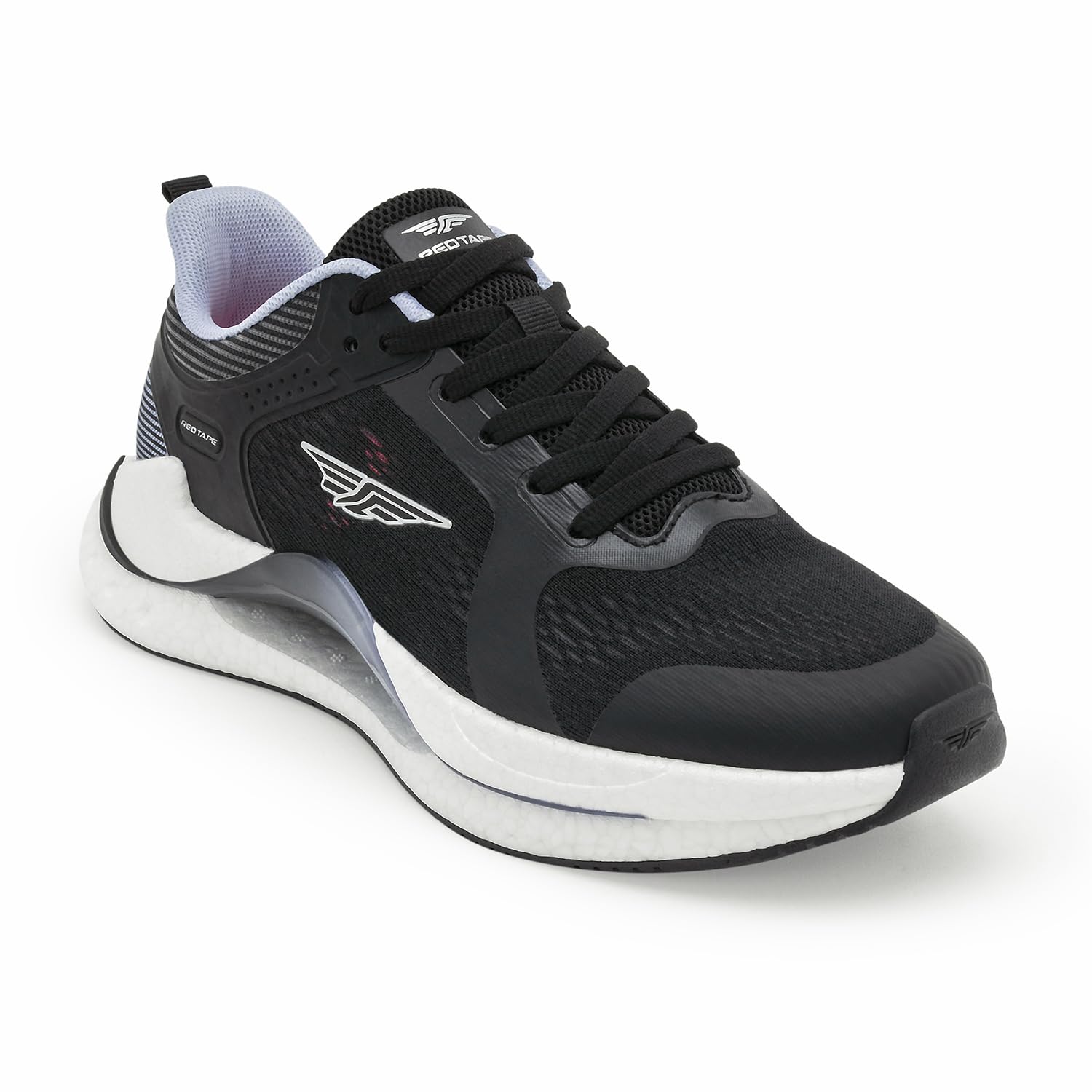 Women's Sneakers Black White Knitted Textile Round Toe Lace-Up-image-20
