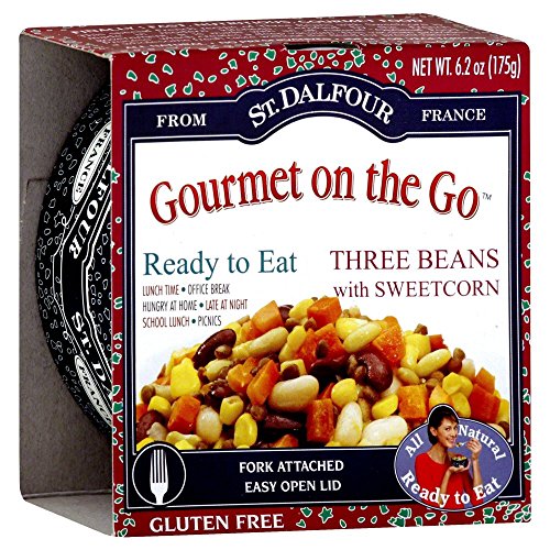 St. Dalfour Gourmet On The Go, Ready to Eat Three Beans with Sweet Corn, 6.2-Ounce Tins (Pack of 6)