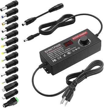 مصدر طاقة عالمي SHNITPWR قابل للتعديل DC 24V 12V 9V 14V 19V 30V 36V محول تيار متردد متعدد الجهد 9V 36V 3A 108W محول طاقة متغير 100V240V AC إلى DC 14 طرفًا 5.5x2.5 مم