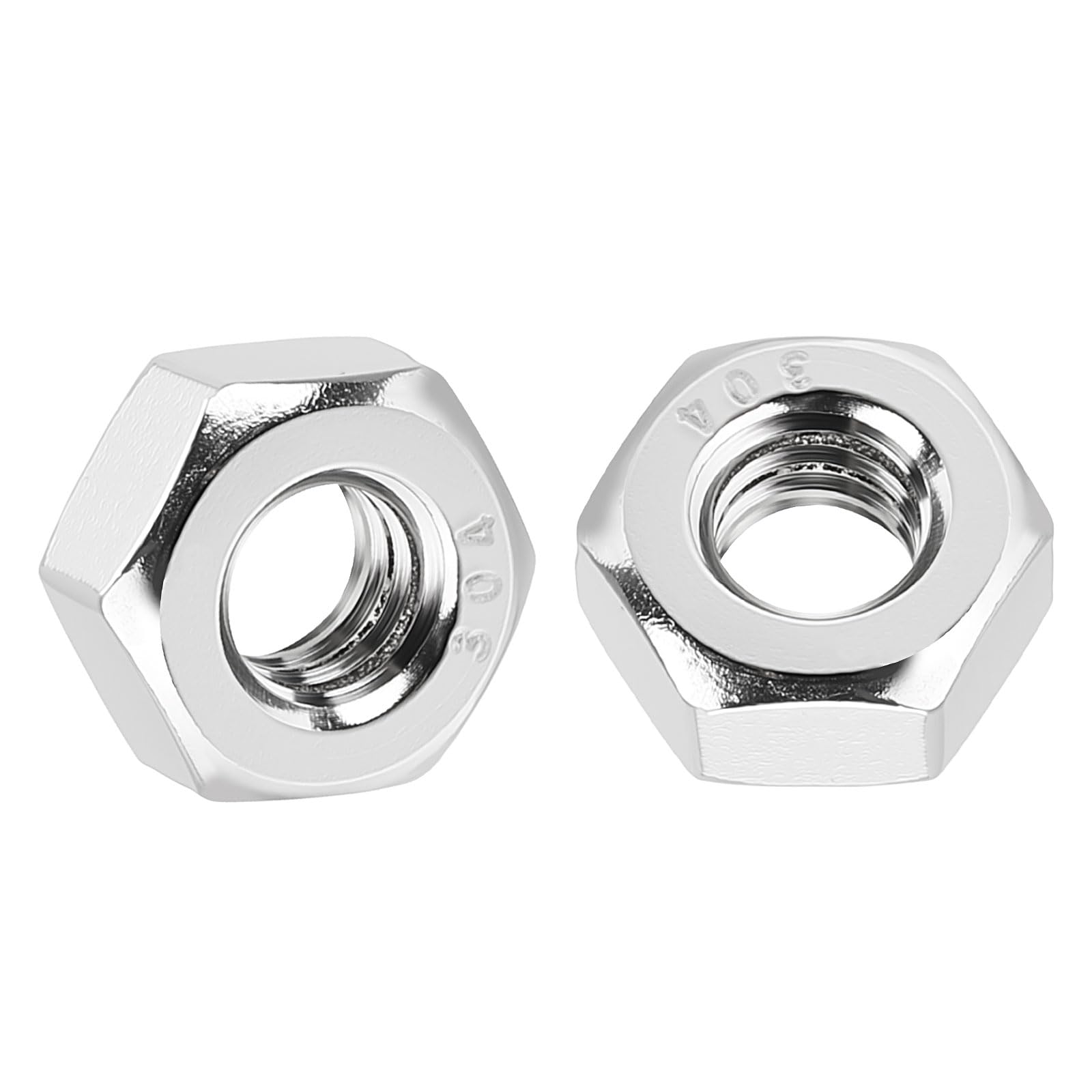 Kozelo 30pcs Hex Nuts - [1/4"-20] 304 Stainless Steel (A2-70) Hardware Standard Inch Coarse Thread Metal Nuts for Heavy Structural Machinery Fastening, Bright Finish, Silver