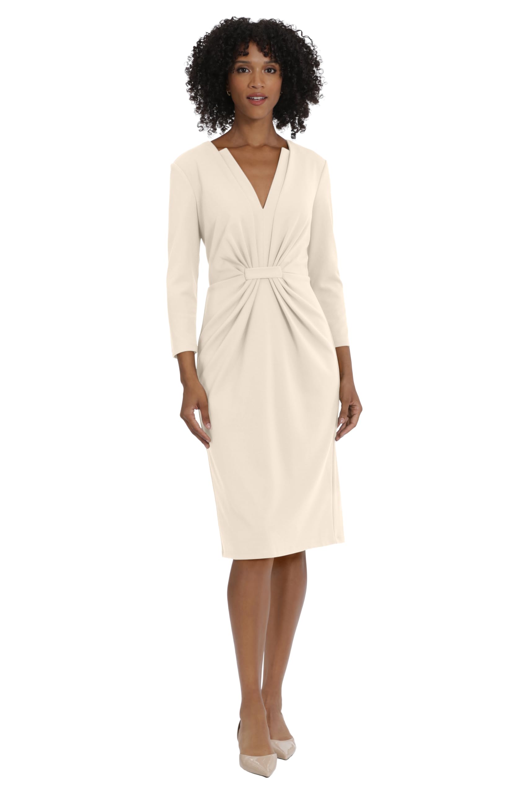 Maggy London Womens Notched V-Neck Sophisticated Sheath Dress Event Office Workwear Guest of