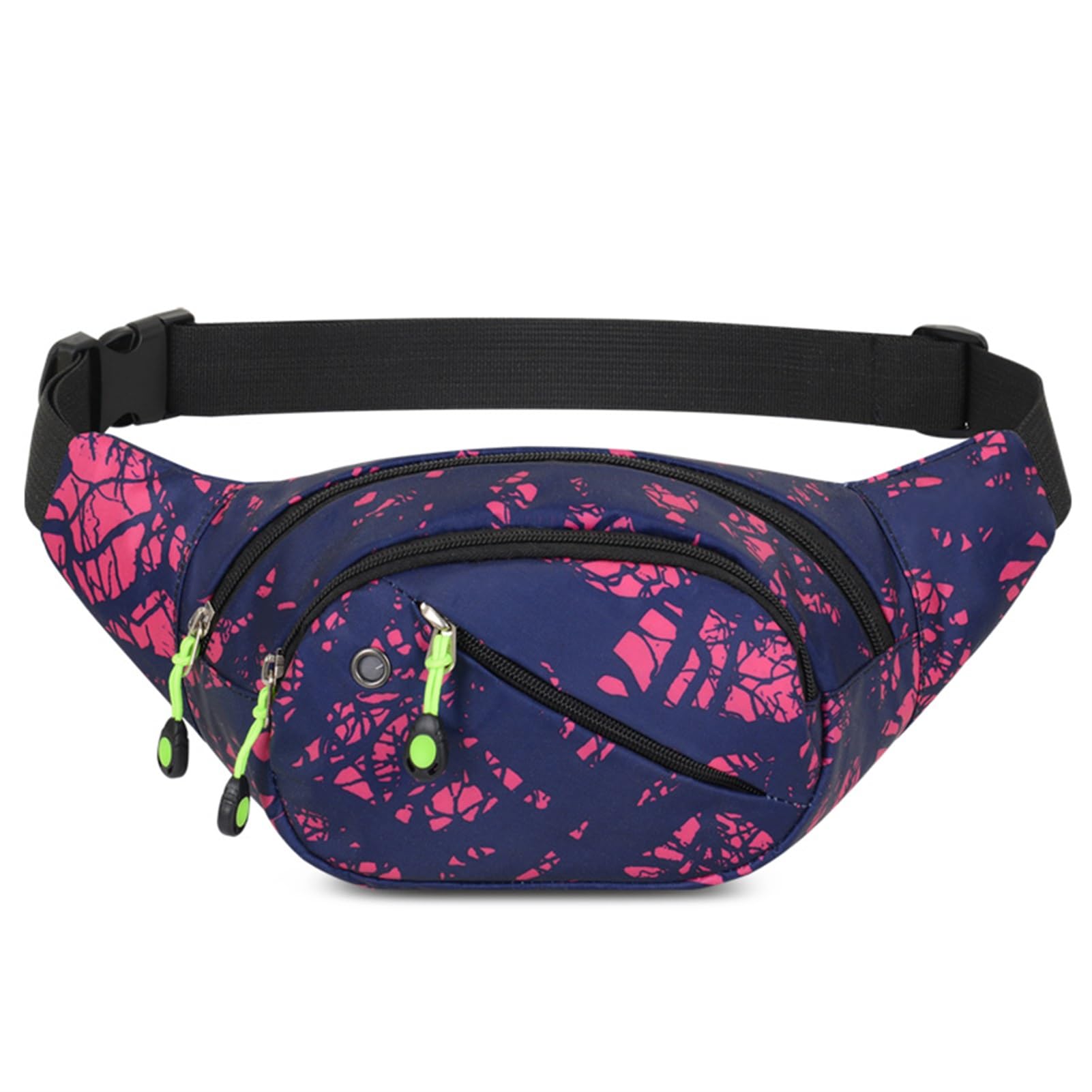 Ausion Fanny Pack Waist Bag for Men&Women Adjustable Belt Hip Bum Bag Fashion Water Resistant Hiking Waist Bag for Traveling Casual Running Hiking Cycling (B), Forest Pattern Deep Pink