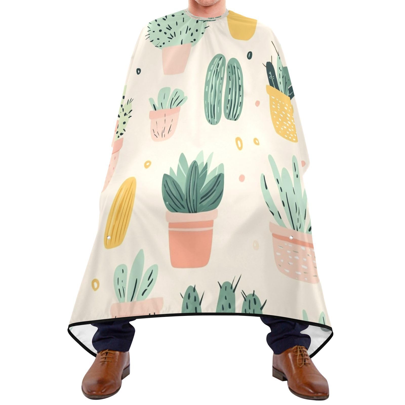 Kigai Watercolor Succulents Hair Cutting Cape for Men & Women Waterproof Barber Cape Professional Hairdressing Salon Styling Apron with Adjustable Closure Snap