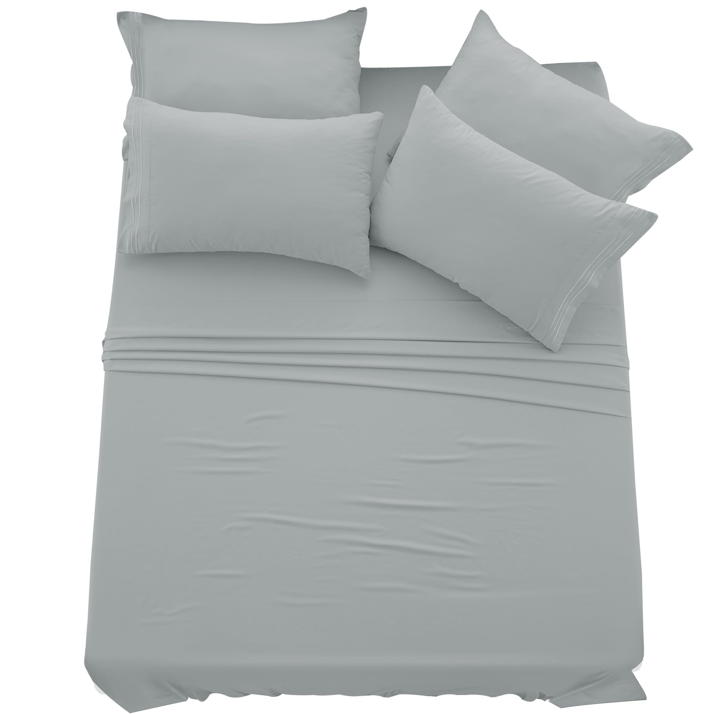 Lux Decor Collection King , Grey : 4 Piece Bed Sheets Set- Brushed 1800 Bedding Series Sheet Set -Wrinkle, Fade, Stain Resistant - Hypoallergenic, Soft Bed Sheet Set, Sheet & Pillow Cases by Lux Decor (King, Grey)